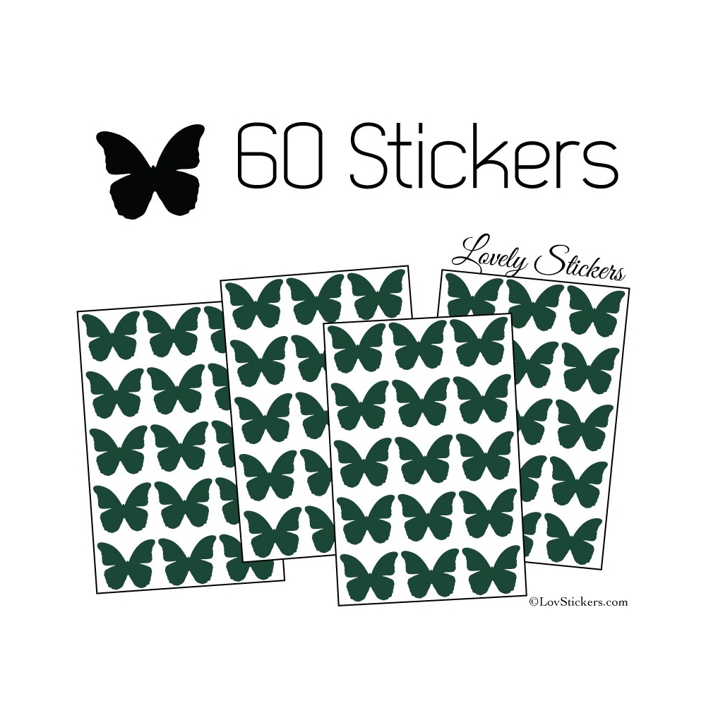 60 Stickers Papillons 3CM - Autocollant decoration