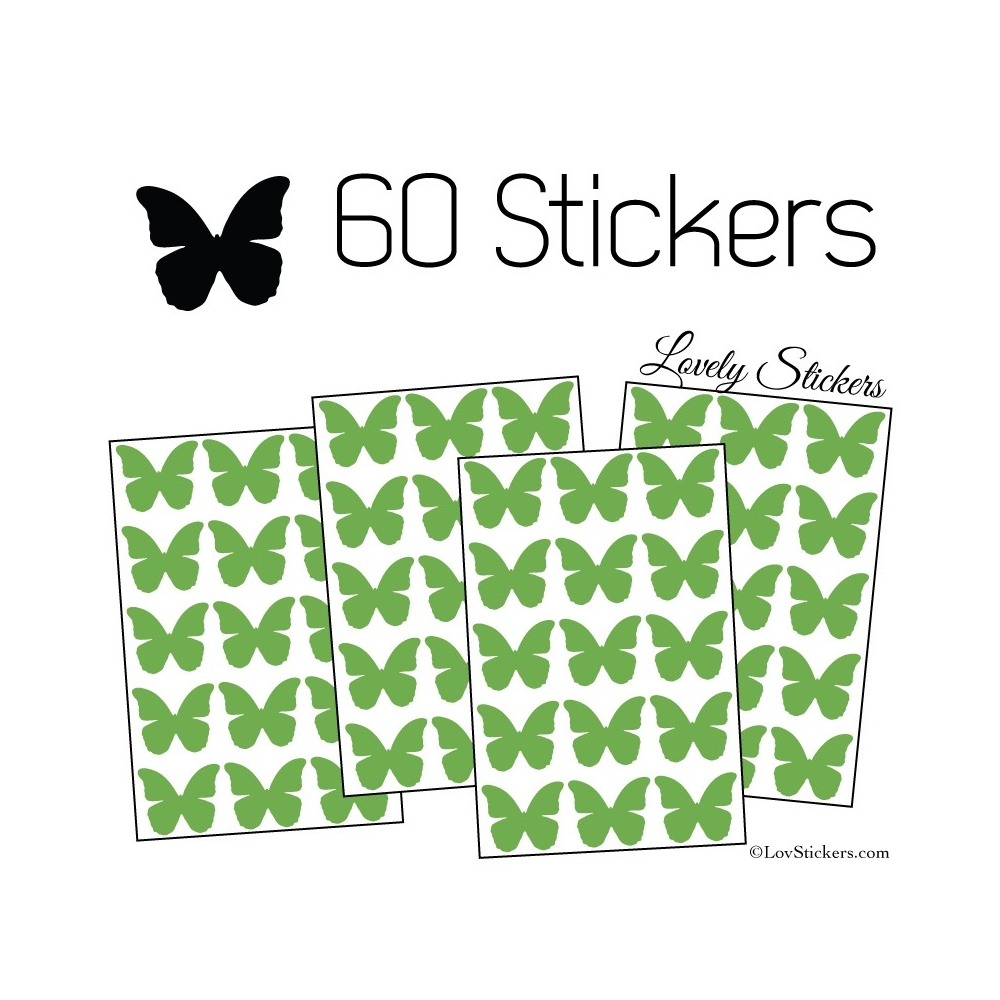 60 Stickers Papillons 3CM - Autocollant decoration