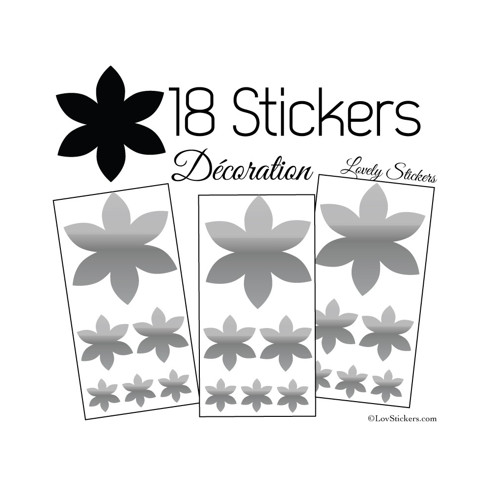 18 Stickers Fleurs 10CM à 3CM - Autocollant décoration Fleur