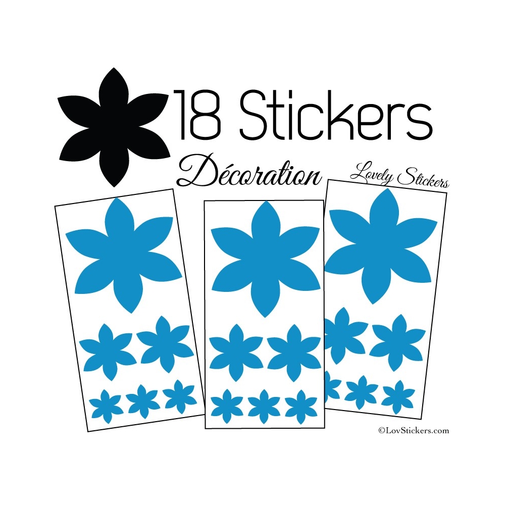 18 Stickers Fleurs 10CM à 3CM - Autocollant décoration Fleur