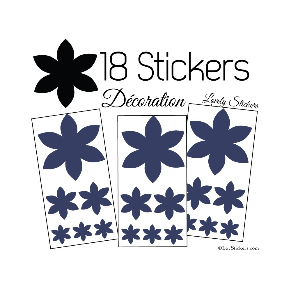 18 Stickers Fleurs 10CM à 3CM - Autocollant décoration Fleur