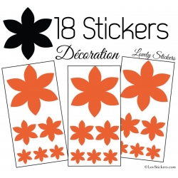 18 Stickers Fleurs 10CM à 3CM - Autocollant décoration Fleur