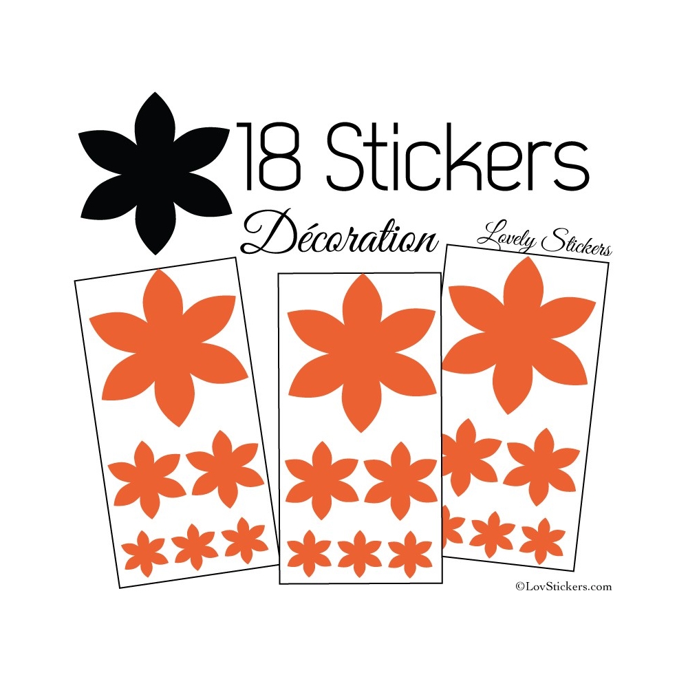 18 Stickers Fleurs 10CM à 3CM - Autocollant décoration Fleur