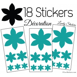 18 Stickers Fleurs 10CM à 3CM - Autocollant décoration Fleur