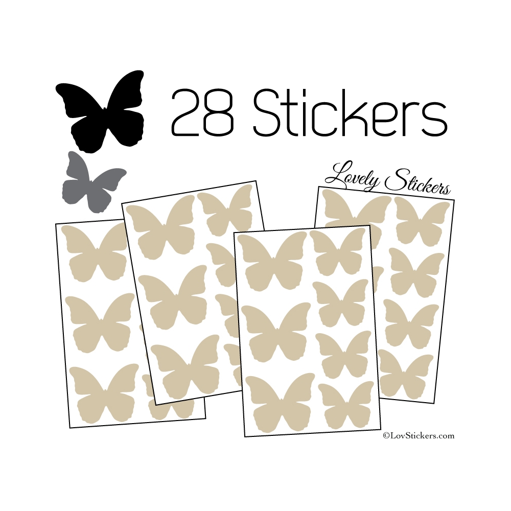 28 Stickers Papillons 5 et 4cm - Décoration modèle 1