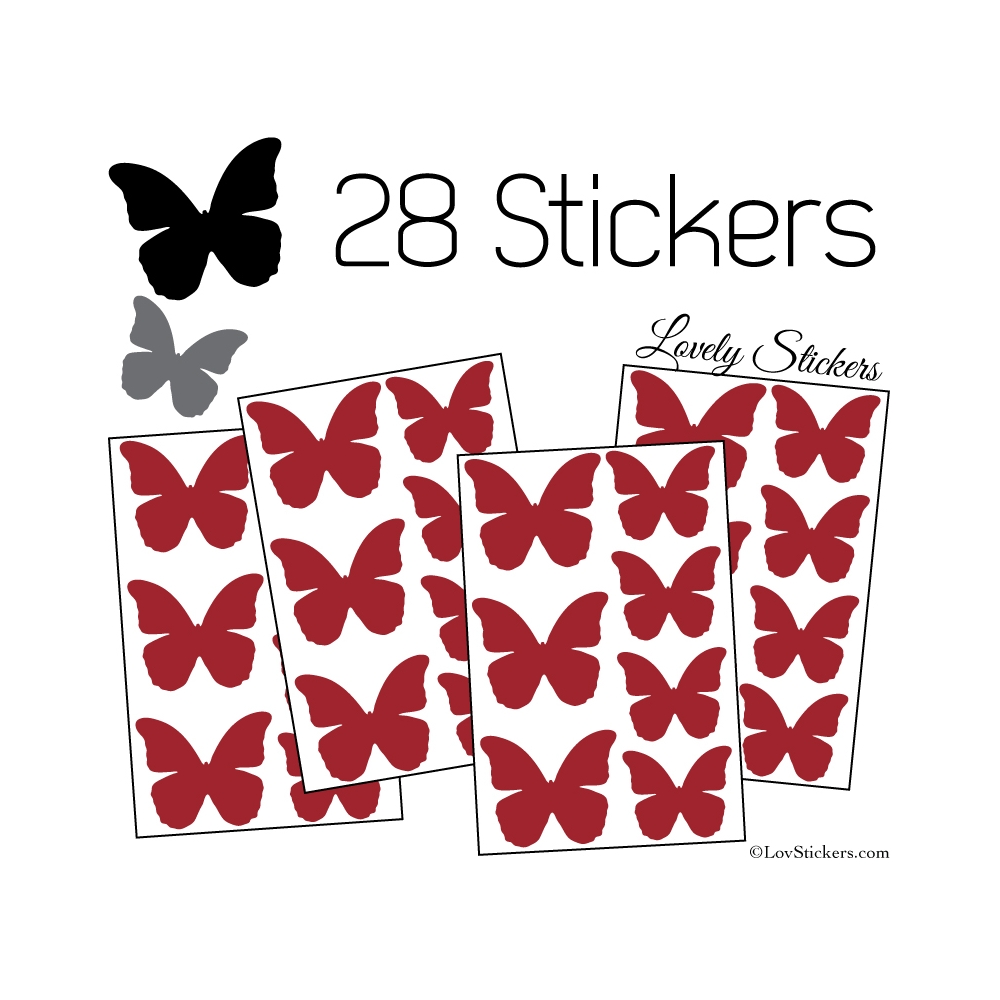 28 Stickers Papillons 5 et 4cm - Décoration modèle 1