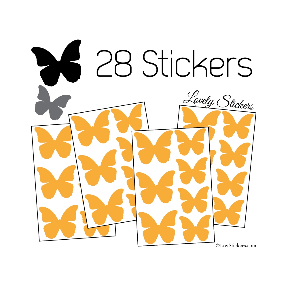 28 Stickers Papillons 5 et 4cm - Décoration modèle 1