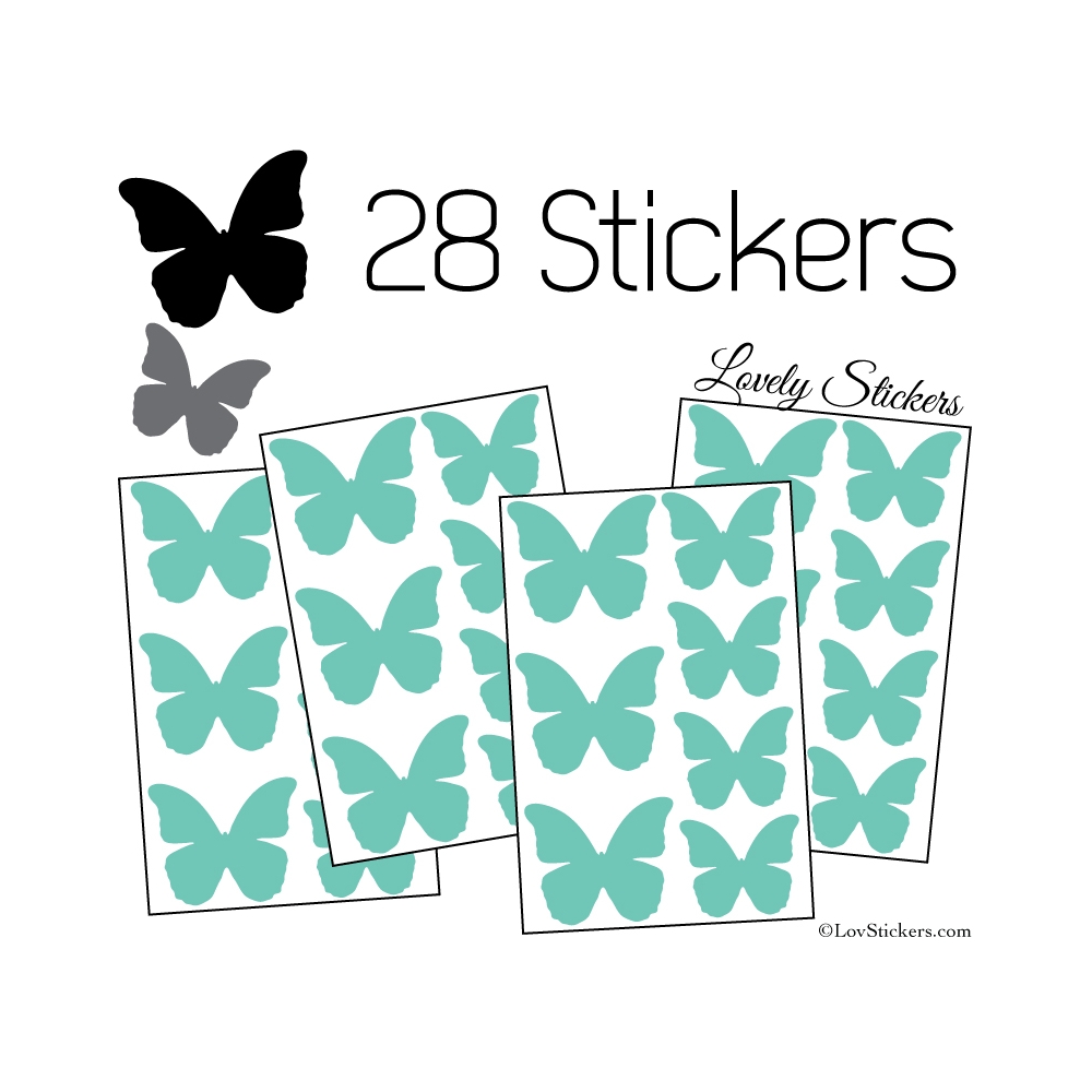 28 Stickers Papillons 5 et 4cm - Décoration modèle 1