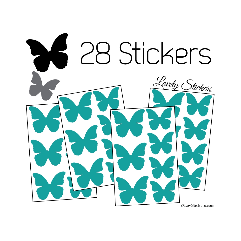 28 Stickers Papillons 5 et 4cm - Décoration modèle 1