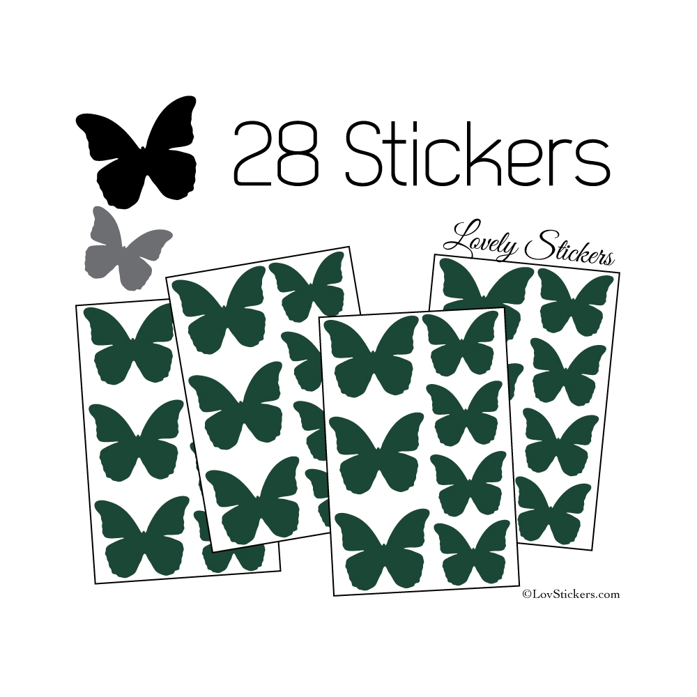 28 Stickers Papillons 5 et 4cm - Décoration modèle 1