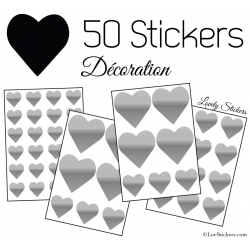 50 Stickers Coeurs  5CM 3CM 2CM - Décoration maison