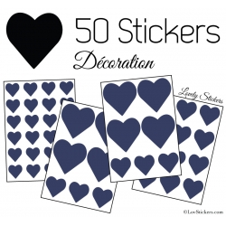 50 Stickers Coeurs  5CM 3CM 2CM - Décoration maison