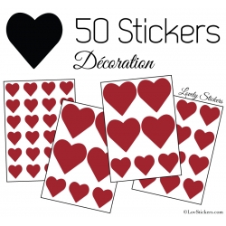 50 Stickers Coeurs  5CM 3CM 2CM - Décoration maison