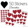 50 Stickers Coeurs  5CM 3CM 2CM - Décoration maison