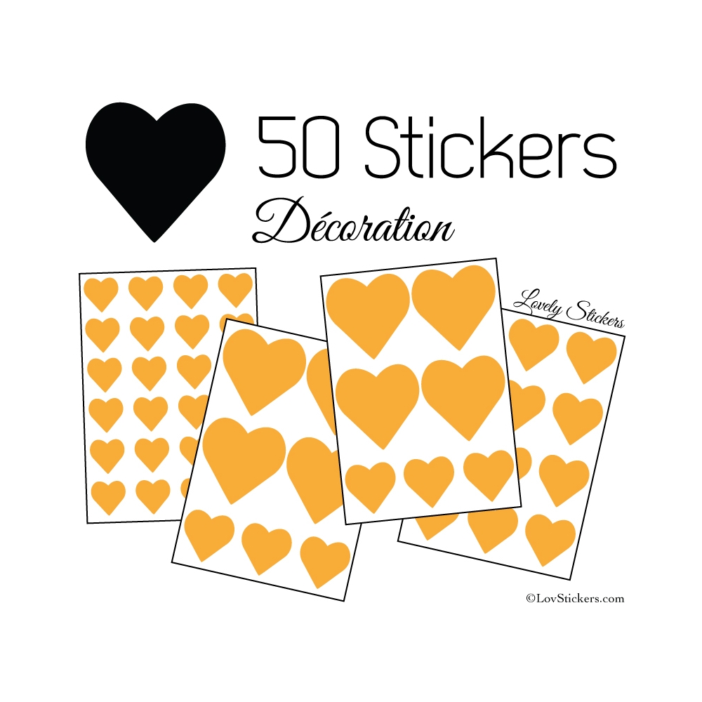 50 Stickers Coeurs  5CM 3CM 2CM - Décoration maison