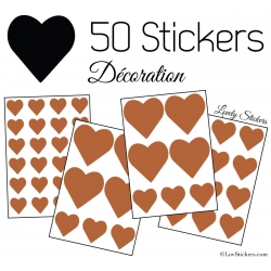 50 Stickers Coeurs  5CM 3CM 2CM - Décoration maison