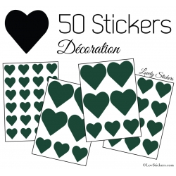 50 Stickers Coeurs  5CM 3CM 2CM - Décoration maison