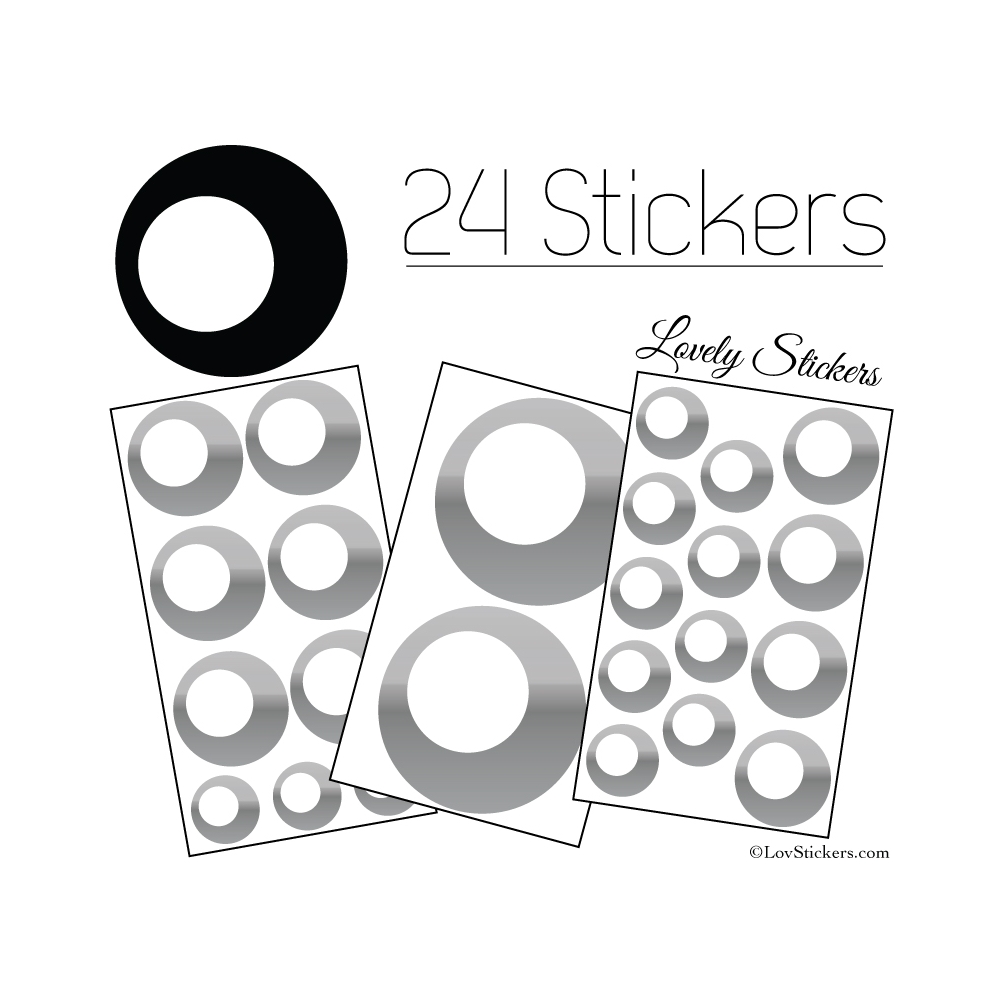 24 Stickers Ronds Annees 80 Mixte - Autocollant
