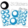 24 Stickers Ronds Annees 80 Mixte - Autocollant