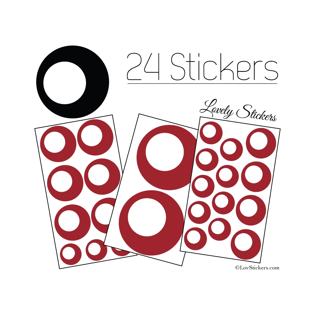 24 Stickers Ronds Annees 80 Mixte - Autocollant