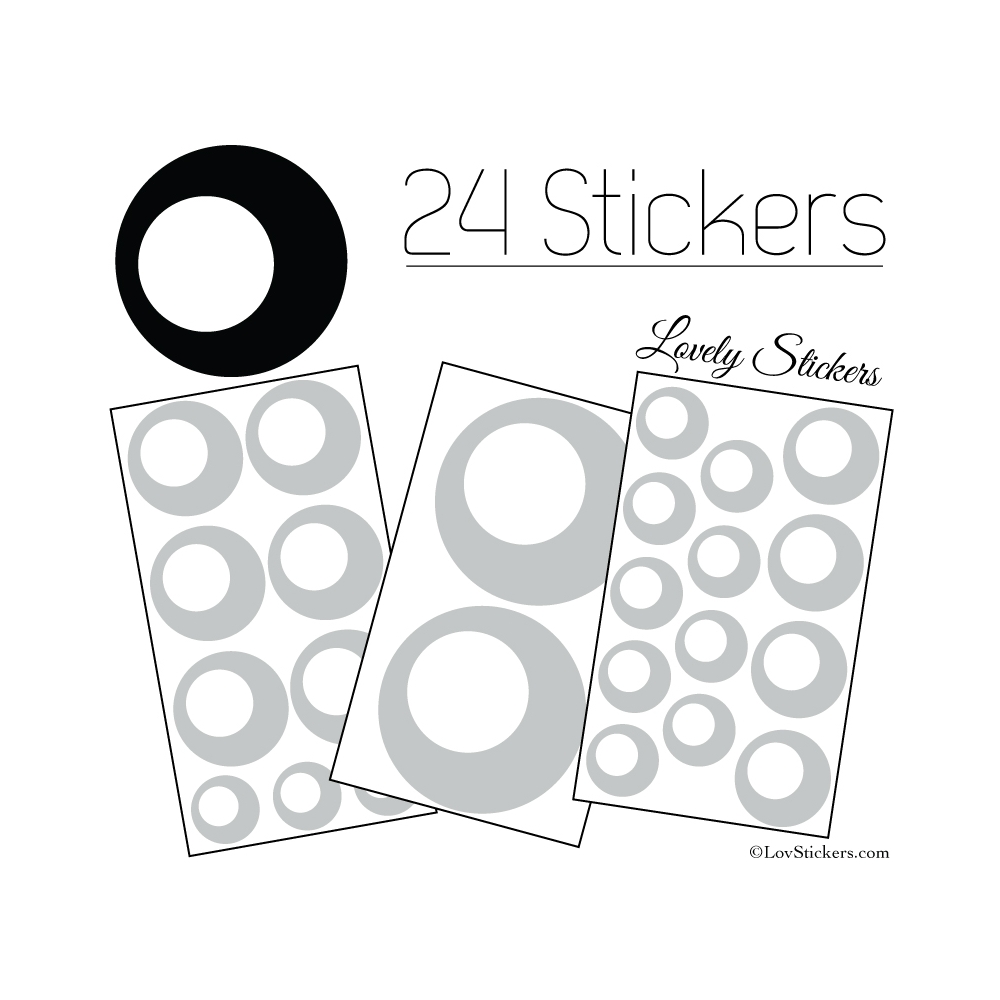 24 Stickers Ronds Annees 80 Mixte - Autocollant