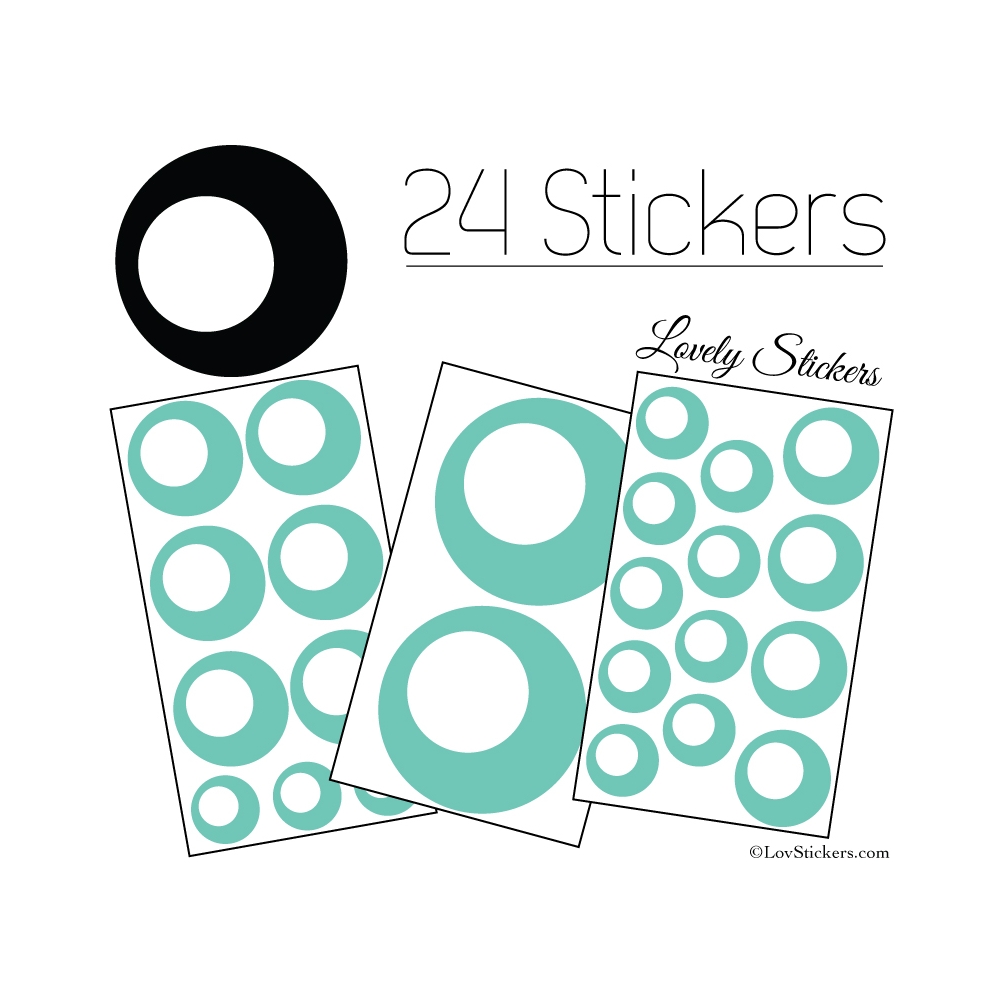 24 Stickers Ronds Annees 80 Mixte - Autocollant