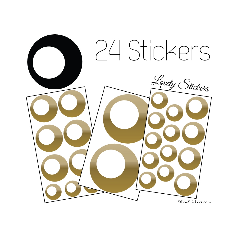 24 Stickers Ronds Annees 80 Mixte - Autocollant