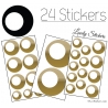 24 Stickers Ronds Annees 80 Mixte - Autocollant