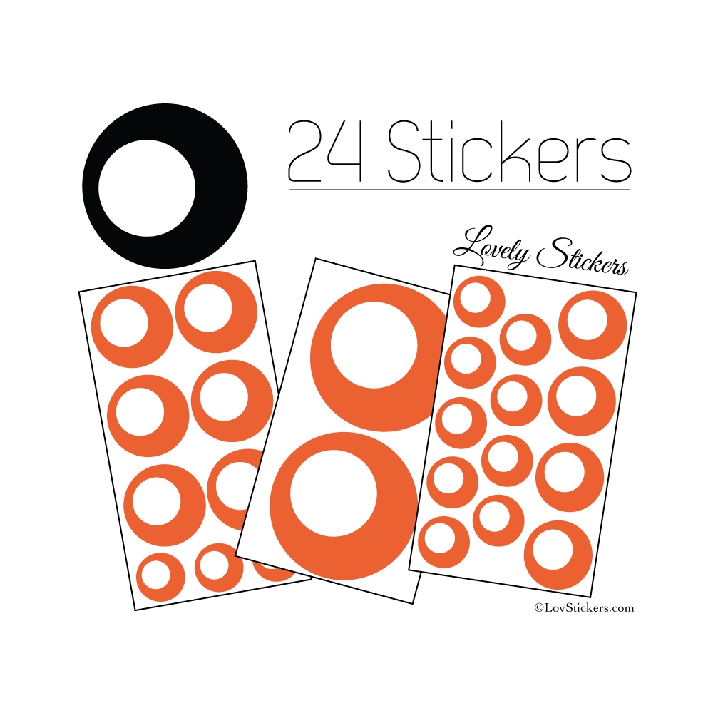 24 Stickers Ronds Annees 80 Mixte - Autocollant