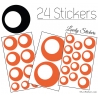 24 Stickers Ronds Annees 80 Mixte - Autocollant