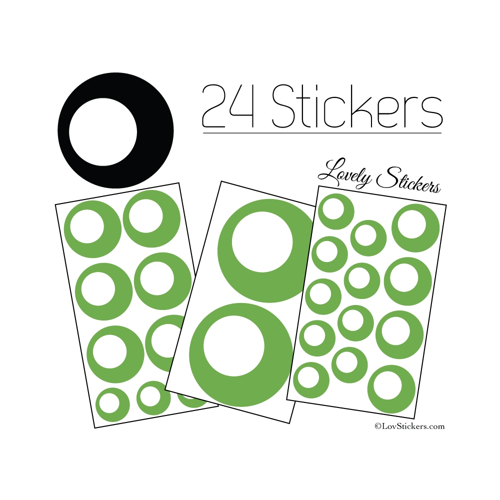 24 Stickers Ronds Annees 80 Mixte - Autocollant