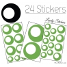 24 Stickers Ronds Annees 80 Mixte - Autocollant