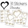 31 Stickers Coeurs 10CM 5CM 3CM - Autocollant décoration Coeurs Creux