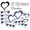 31 Stickers Coeurs 10CM 5CM 3CM - Autocollant décoration Coeurs Creux