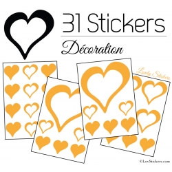 31 Stickers Coeurs 10CM 5CM 3CM - Autocollant décoration Coeurs Creux