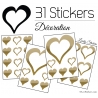 31 Stickers Coeurs 10CM 5CM 3CM - Autocollant décoration Coeurs Creux