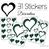 31 Stickers Coeurs 10CM 5CM 3CM - Autocollant décoration Coeurs Creux