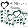 31 Stickers Coeurs 10CM 5CM 3CM - Autocollant décoration Coeurs Creux