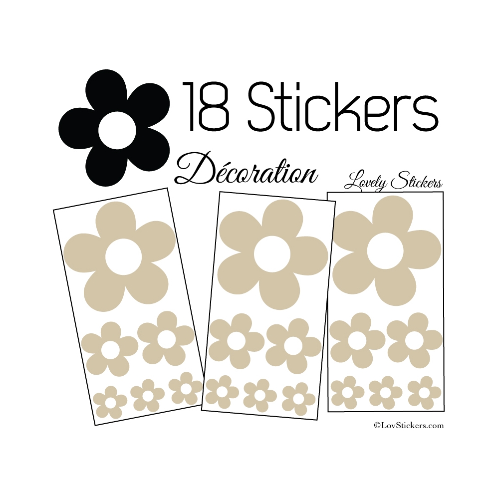 18 Stickers Fleurs 10CM 5CM 3CM - Modèle No3