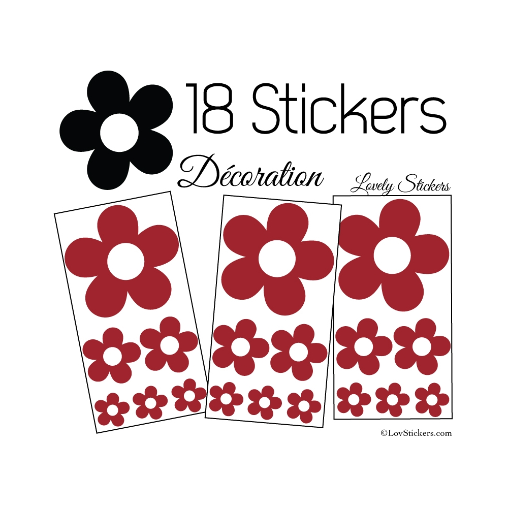 18 Stickers Fleurs 10CM 5CM 3CM - Modèle No3