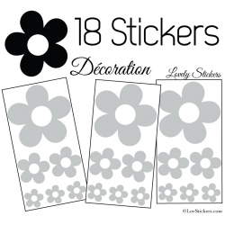 18 Stickers Fleurs 10CM 5CM 3CM - Modèle No3