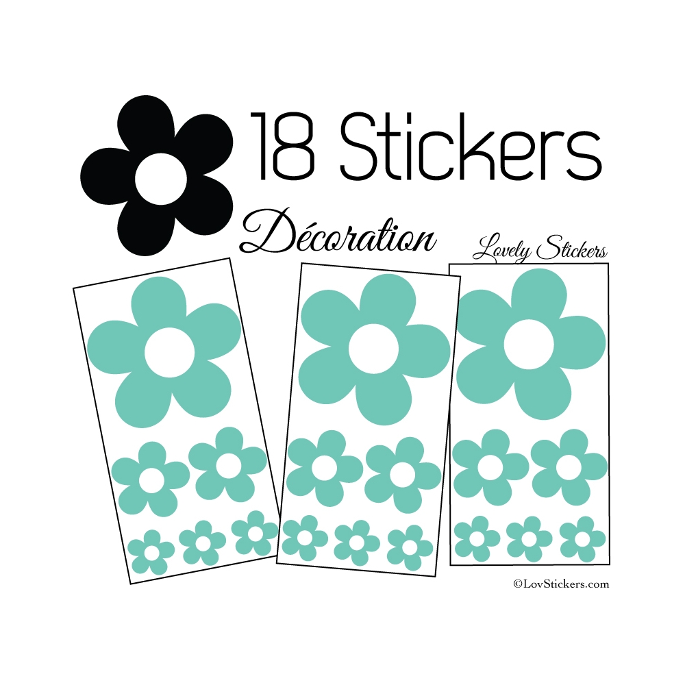 18 Stickers Fleurs 10CM 5CM 3CM - Modèle No3