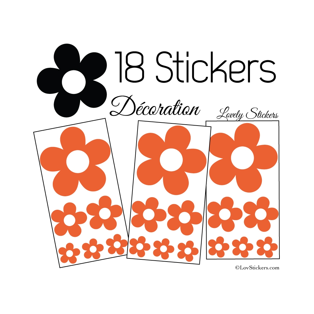 18 Stickers Fleurs 10CM 5CM 3CM - Modèle No3