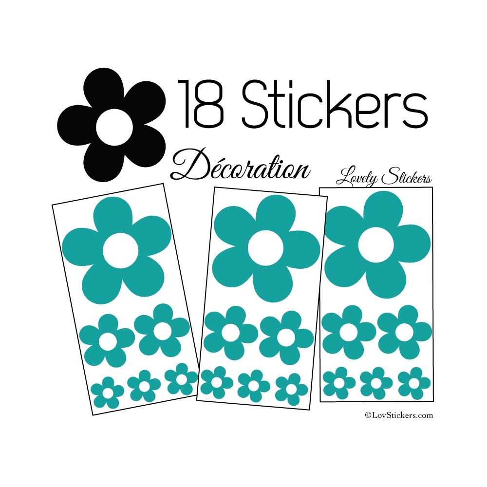18 Stickers Fleurs 10CM 5CM 3CM - Modèle No3