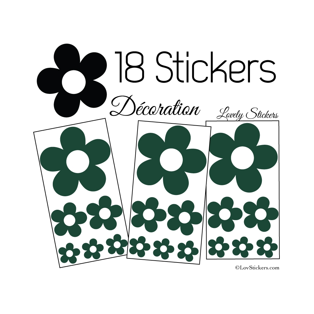 18 Stickers Fleurs 10CM 5CM 3CM - Modèle No3