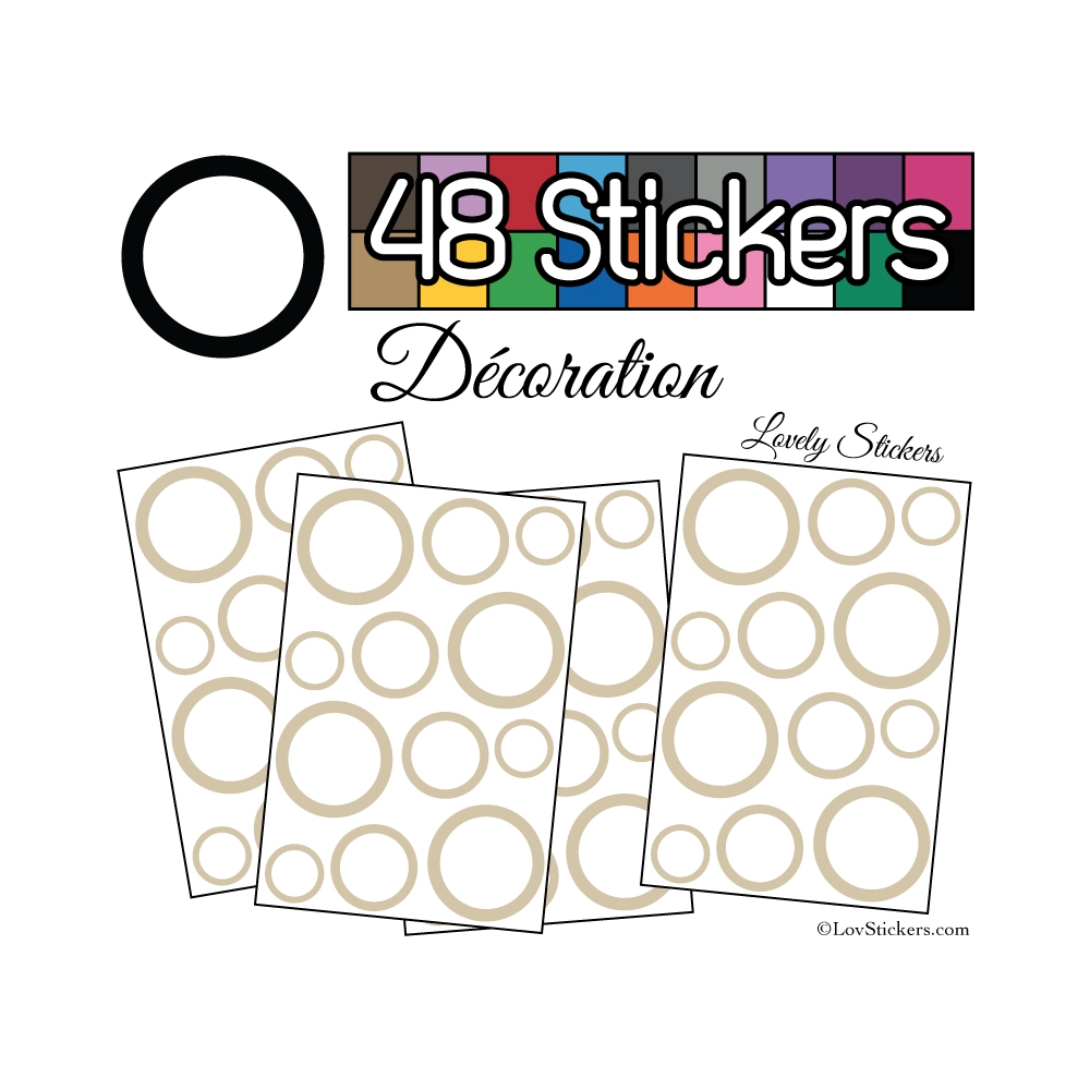 48 Ronds Creux Mixte Stickers - Autocollant de decoration