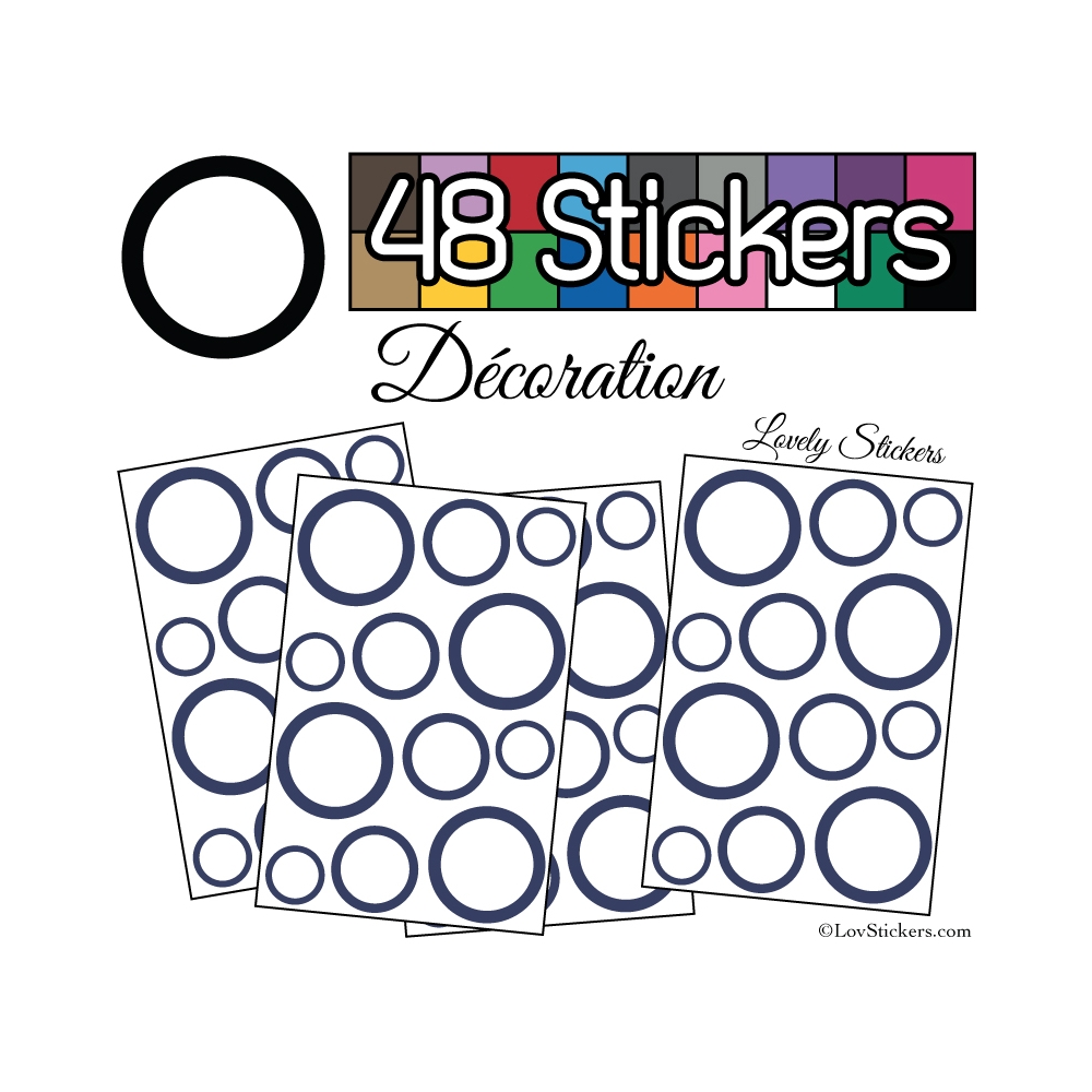 48 Ronds Creux Mixte Stickers - Autocollant de decoration