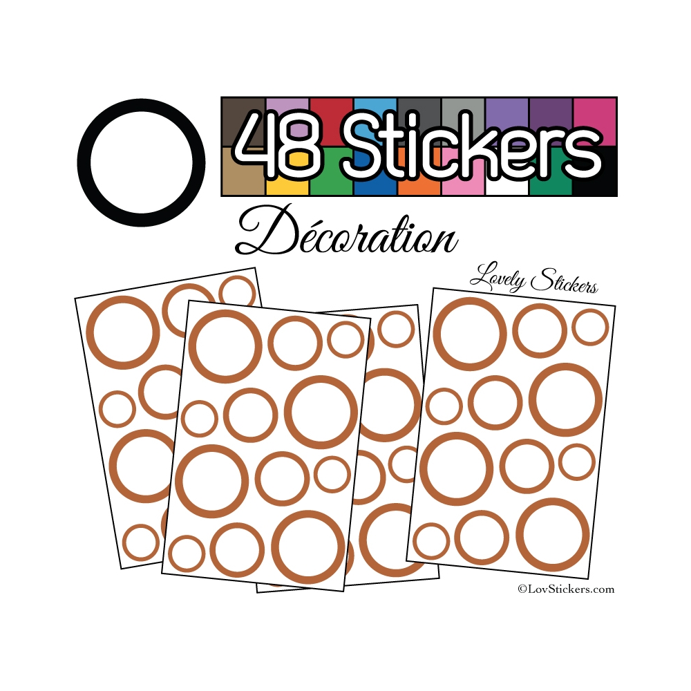 48 Ronds Creux Mixte Stickers - Autocollant de decoration