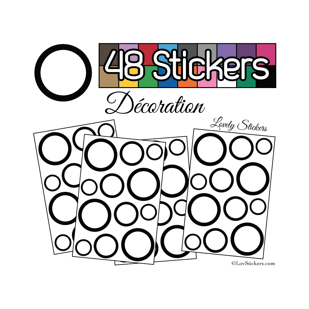 48 Ronds Creux Mixte Stickers - Autocollant de decoration 48 Ronds Creux Mixte Stickers - Autocollant de decoration