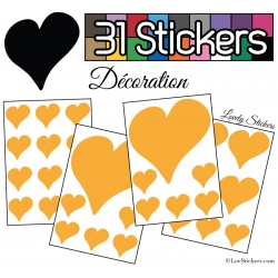 31 Stickers Coeurs  10CM 5CM 3CM - Autocollant décoration